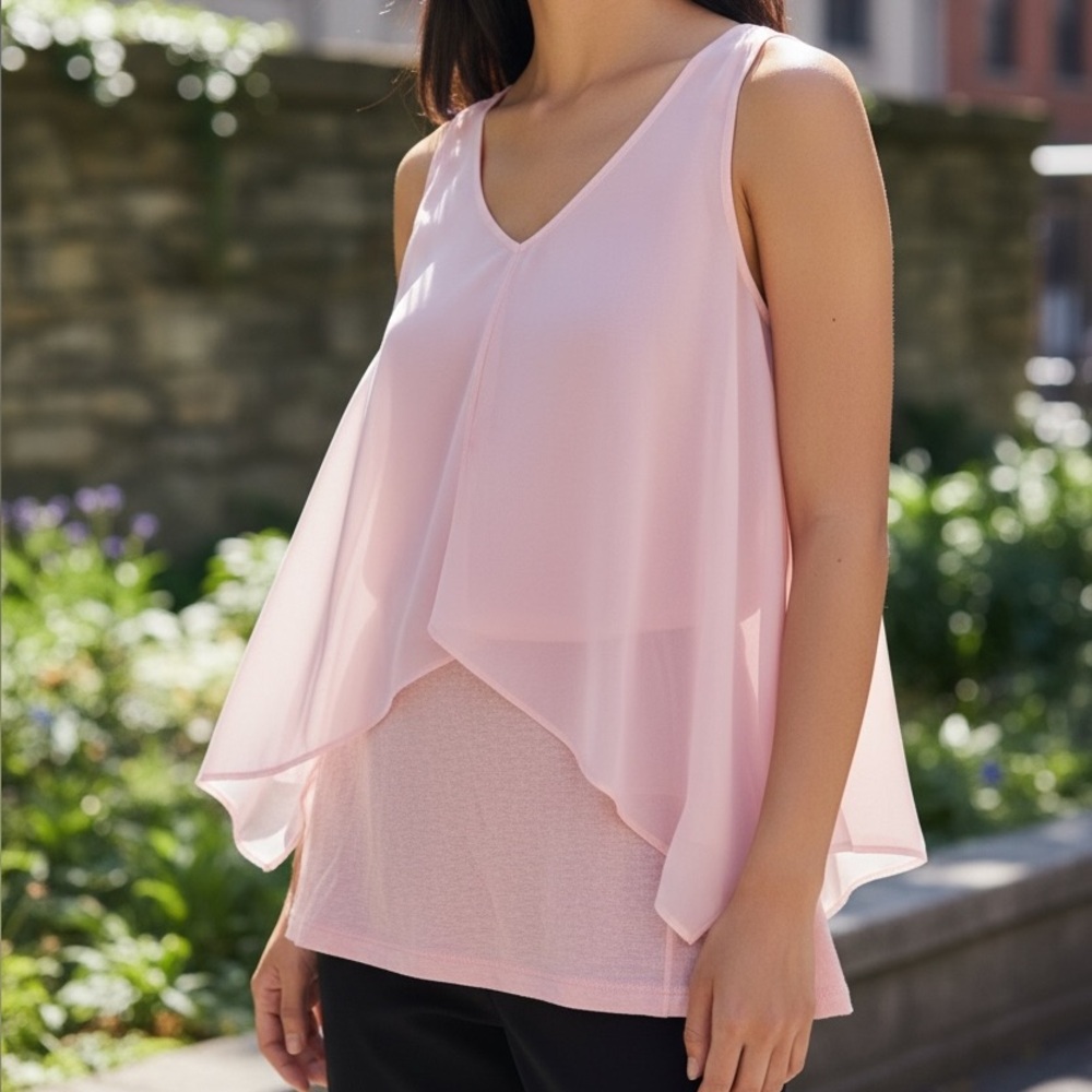 BCX Sheer Overlay Tank Top, sz XS